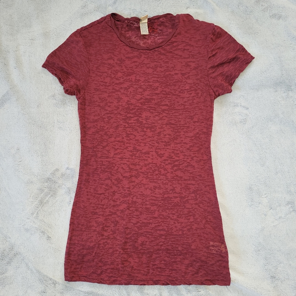 Kavio Juniors Medium Burgundy Burnout SS Tshirt Goth Grunge Dark Romantic Y2K